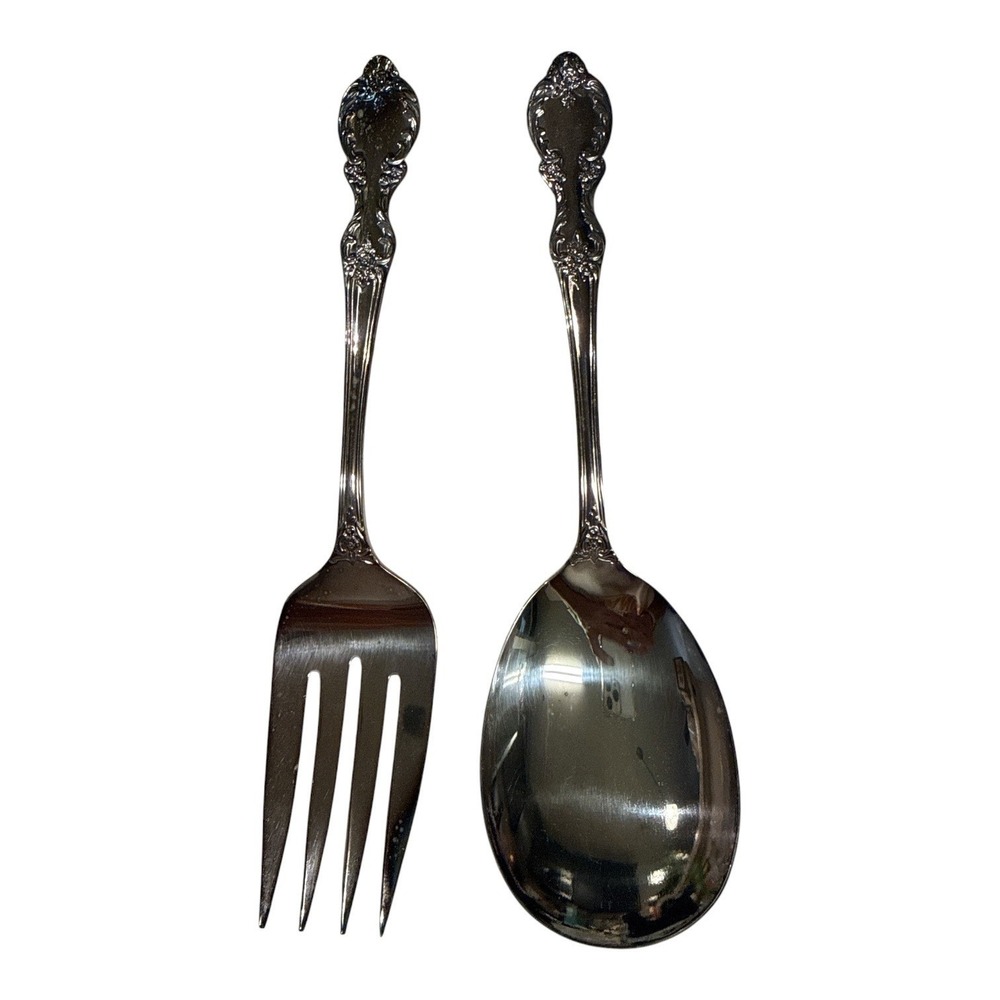 International Silver Royal Danish Serving Set Fork and Spoon Silverplate 9 inch